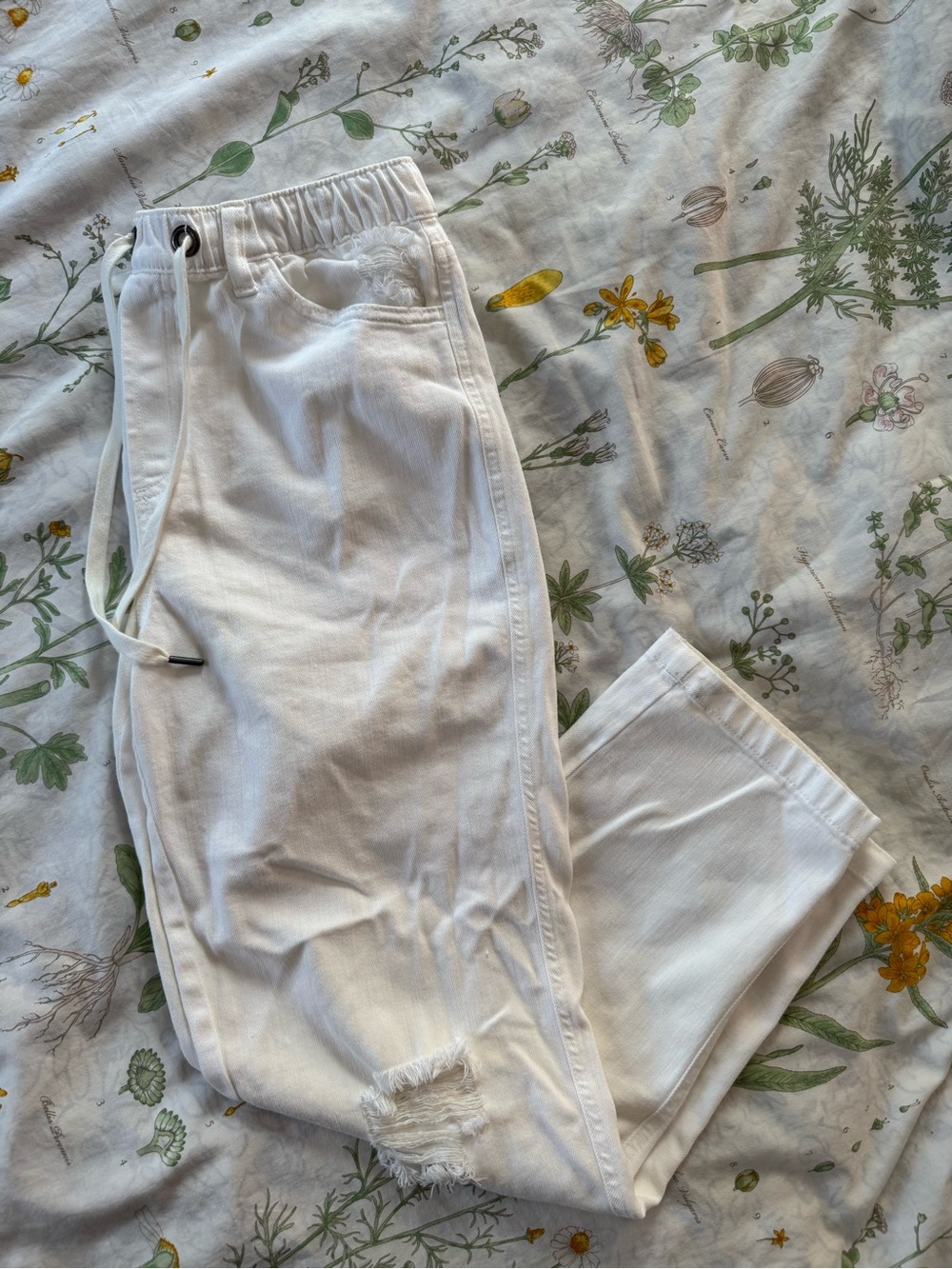 Aerie Drawstring Waist Casual White Pants